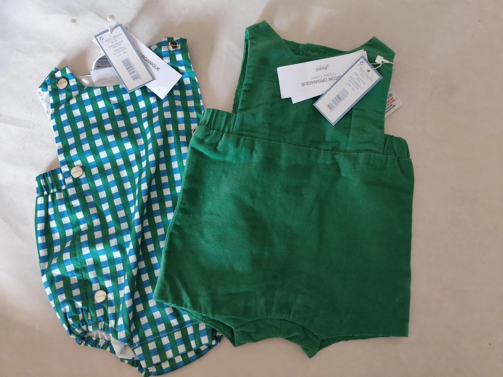 Lot de 2 barboteuse bébé Jacadi Paris 100% coton 1 mois